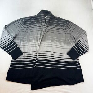 Ralsey Cardigan Sweater Women 2X Gray‎ Ombre Striped Open Front Shawl Collar